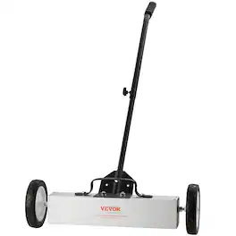 VEVOR - 45Lbs Rolling Magnetic Sweeper with Wheels, Push-Type Magnetic Pick Up Sweeper, 18-inch Large Magnet Pickup Lawn Sweeper - Black;White