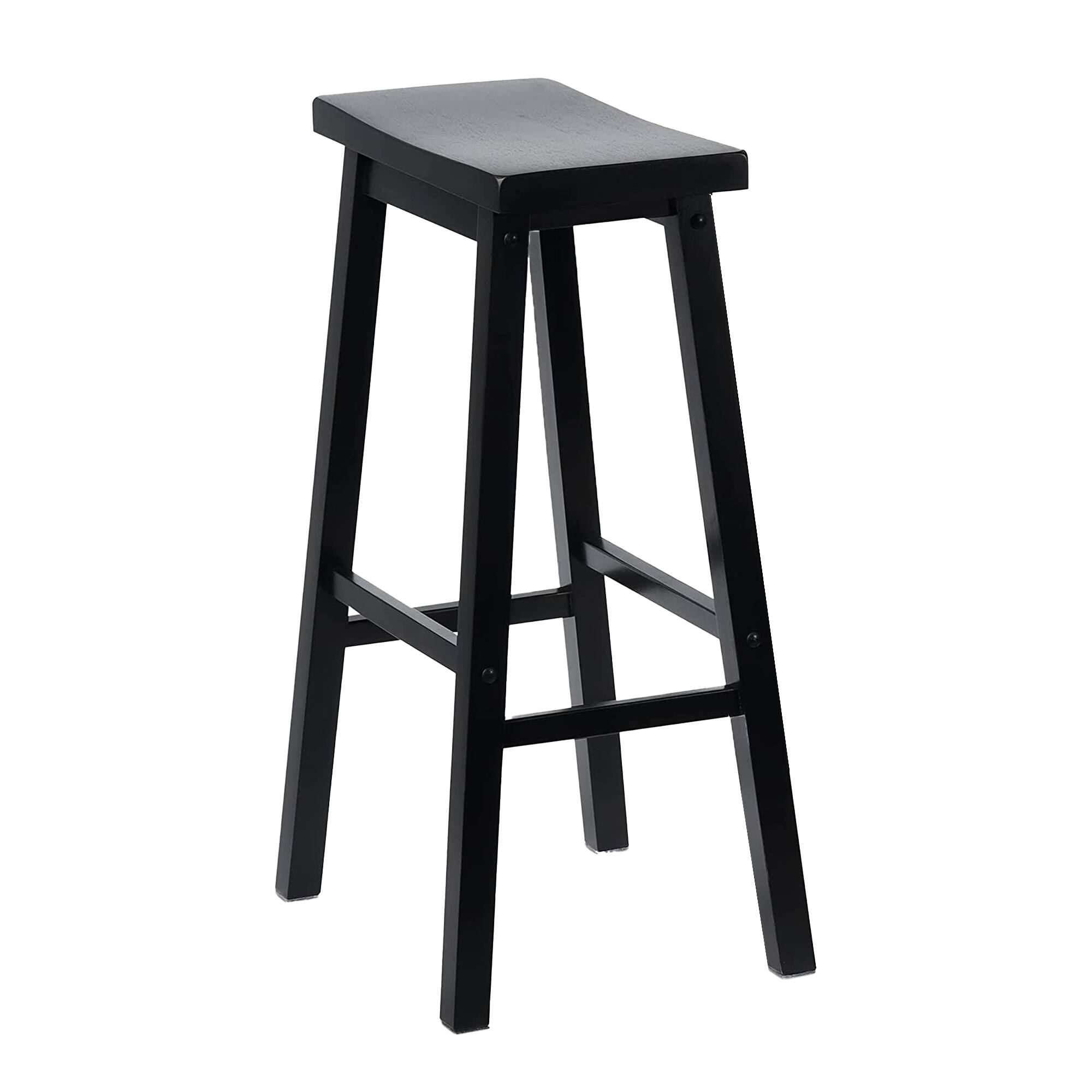 Alt View 2. PJ Wood - PJ Wood Classic Saddle Seat 29 Inch Tall Kitchen Counter Stools, Black (4 Pack) - Black.