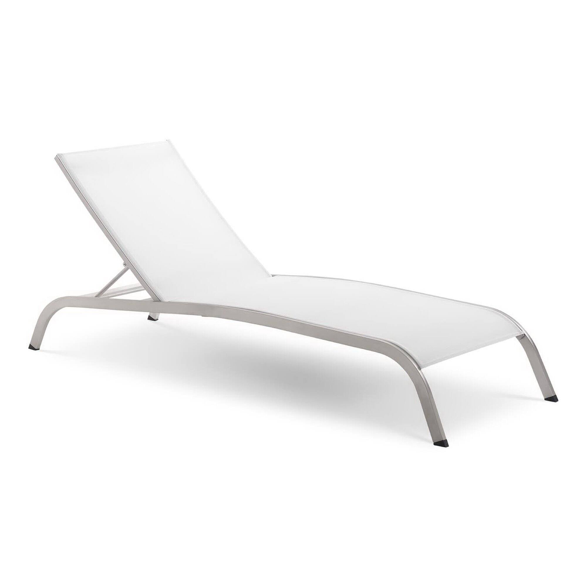 Angle. Modway - Savannah Mesh Chaise Outdoor Patio Aluminum Lounge Chair by Modway - White.