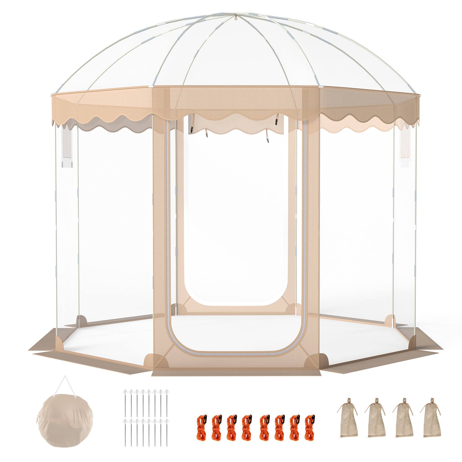 Front. Gymax - Gymax 10x10ft Pop-Up Bubble Tent for 8-10 People 540 Degree Panoramic Clear PVC For Outdoor - Multicolor.
