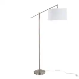 APRILSOUL - Casper 69in Contemporary Metal Floor Lamp with Off-White Linen Shade from Grandview Gallery - Brushed Nickel
