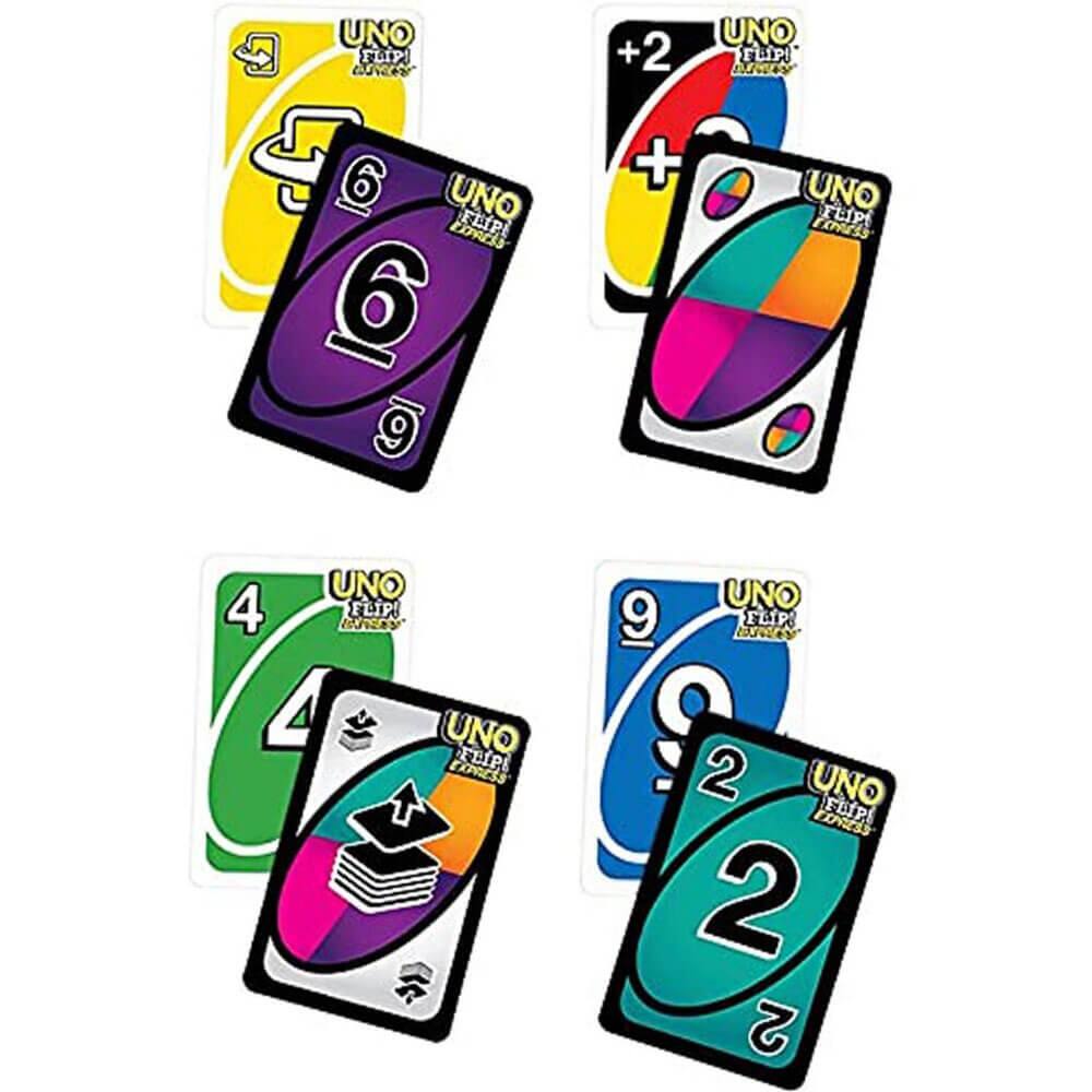 Sure, here is the corrected and grouped text from the image:

- UNO Flip! Express
- 6
- 6
- +2
- UNO Flip! Express
- 4
- UNO Flip! Express
- 9
- 2
- UNO Flip! Express