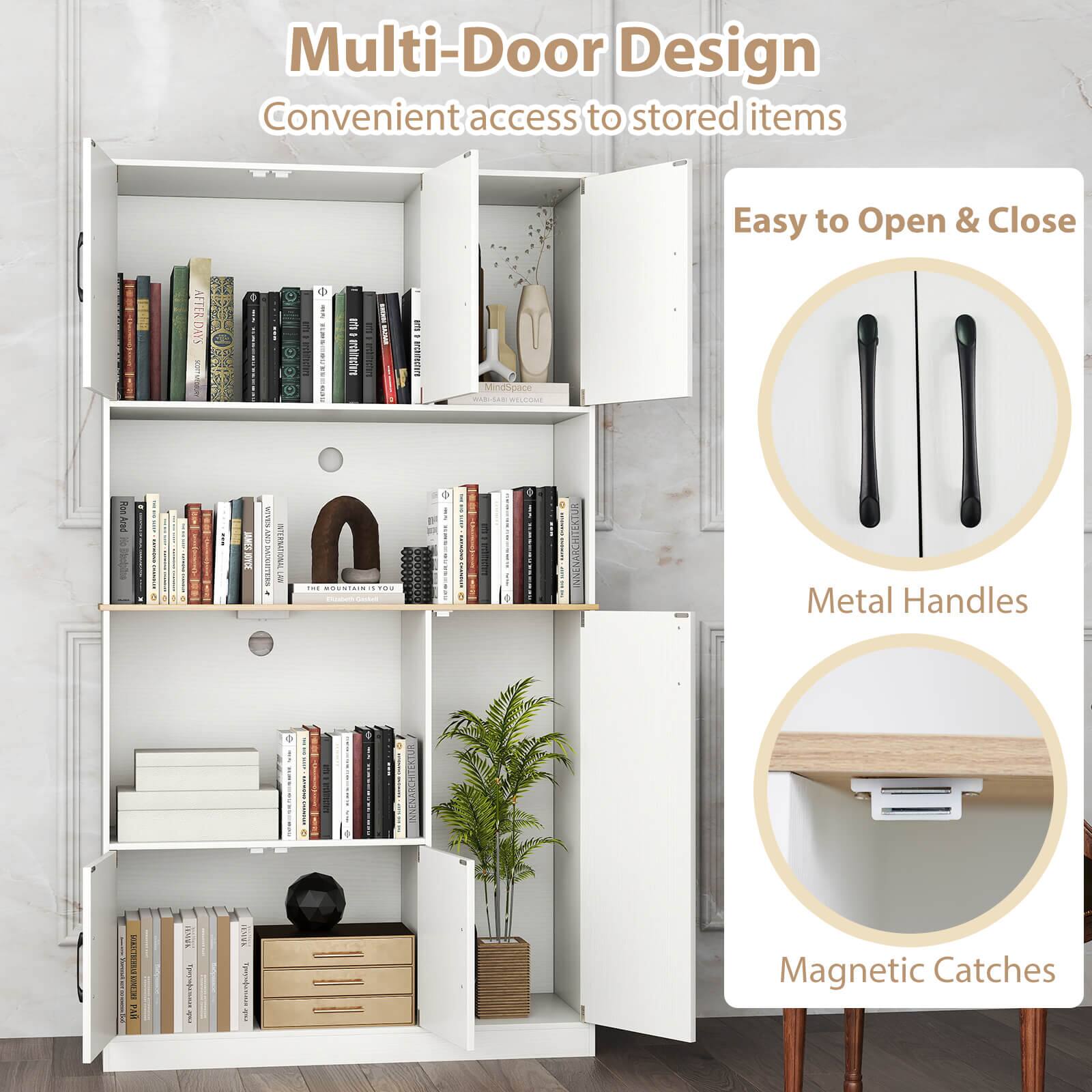Multi-Door Design  
Convenient access to stored items  

Easy to Open & Close  
Metal Handles  
Magnetic Catches