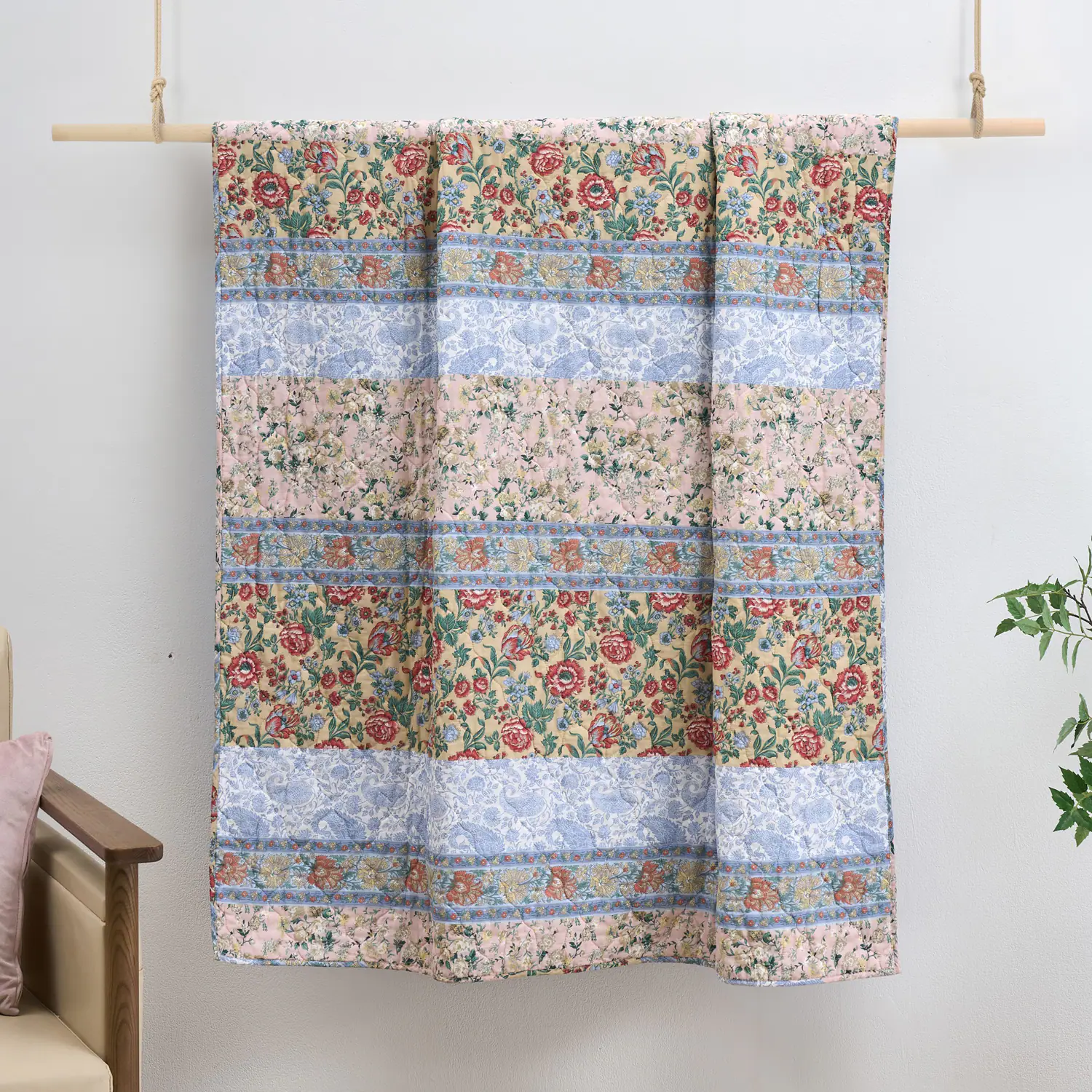 Back. Greenland Home Fashions - Greenland Home Fashion Kressida 100% Cotton Reversible Accessory Throw Blanket 50" x 60" Blue - Blue.