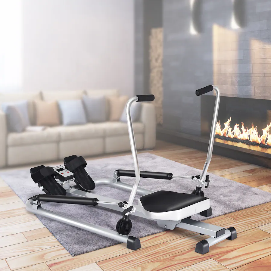 Best Buy Rower Costway Exercise Rowing Machine Rower with Adjustable Double Hydraulic ...