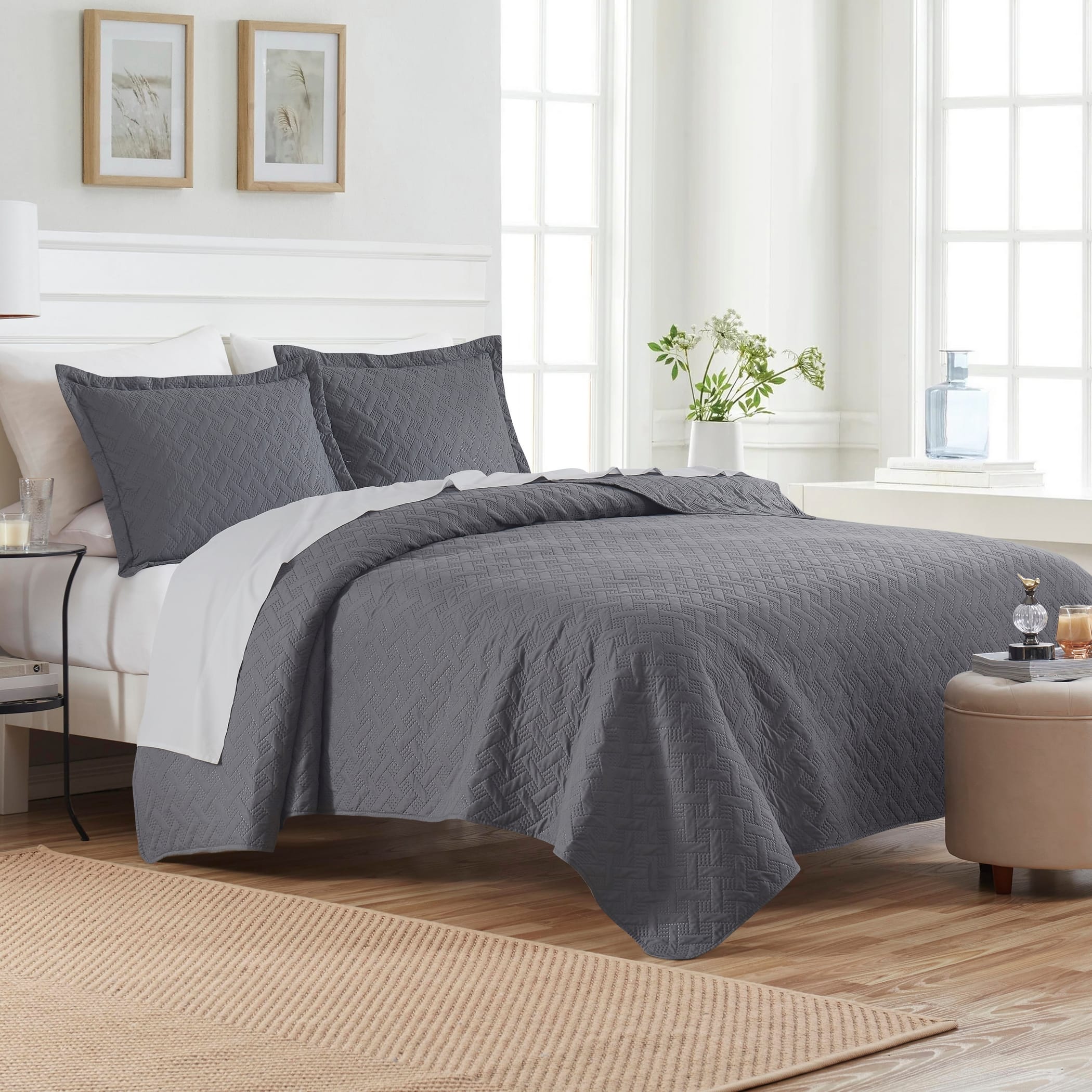 Dan River - 2 Piece Basket Pinsonic 1 quilt 1 sham - Charcoal price history on PriceWatchPro