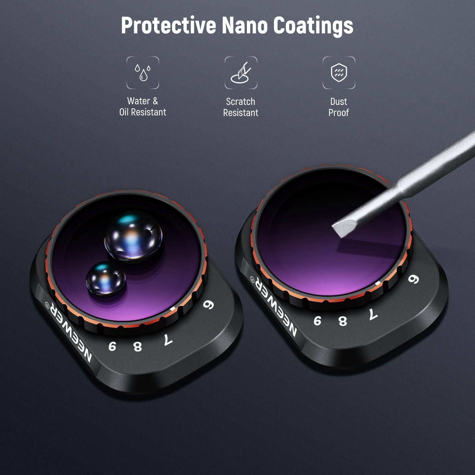 Protective Nano Coatings  
Water & Oil Resistant  
Scratch Resistant  
Dust Proof  

NEEWER 789 6 8 7 9  
NEEWER 189 6 8 7 6