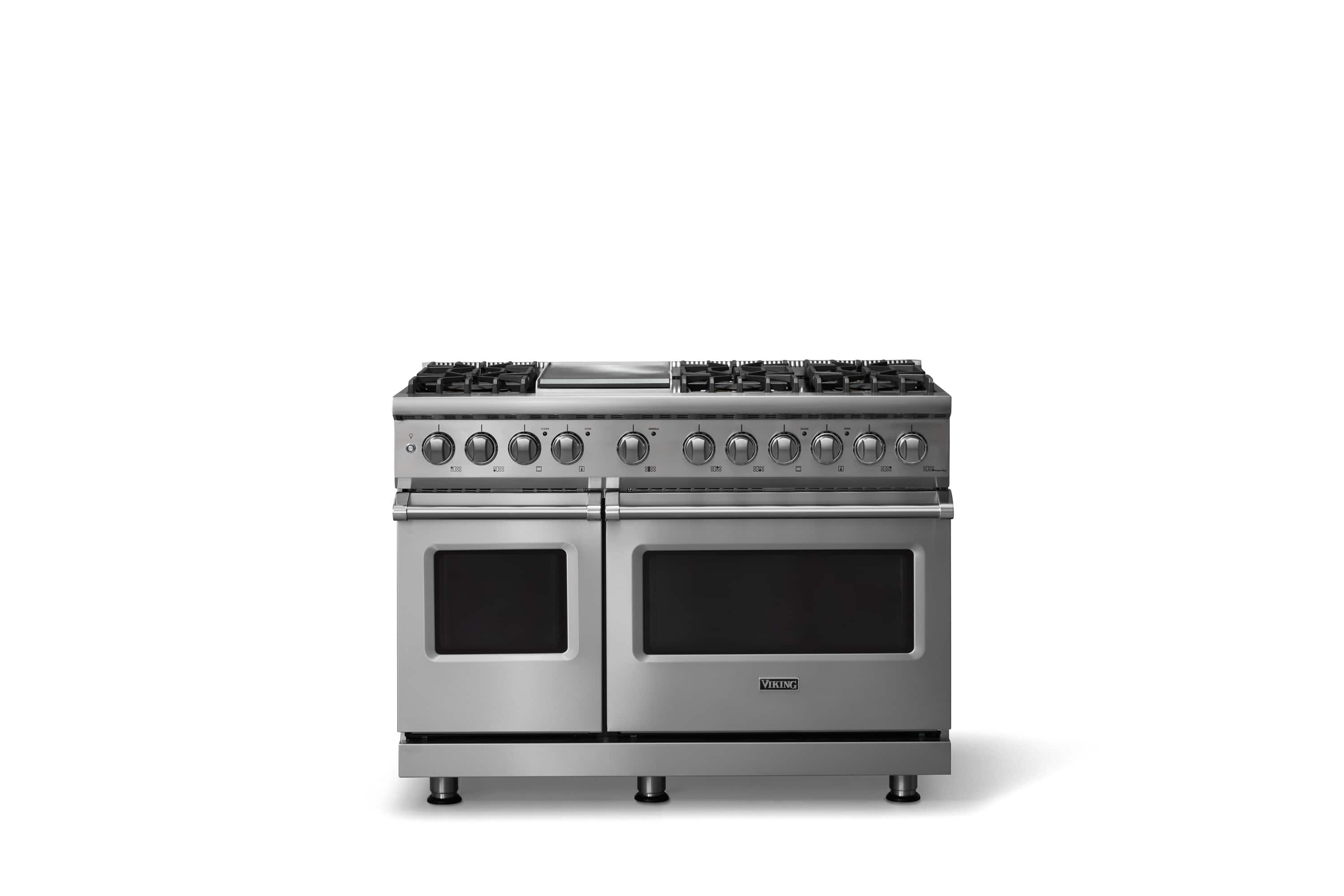 Viking - 48"W. P5S 7.3 Cu.Ft. Freestanding Self-Clean Sealed 6 Burner Dual Fuel Convection Range/Griddle-Stainless Steel - Stainless Steel