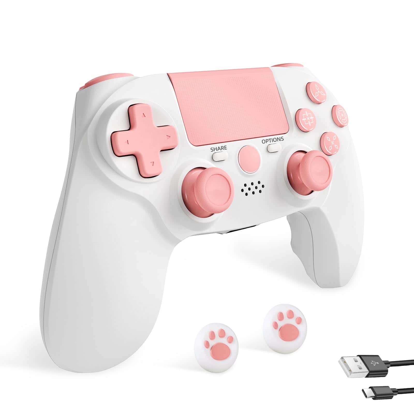 Dazzling Pops - controller for ps4 with ps4 slim pc ios c cable 800mah battery axis gyro audio jack touch pad - Pink