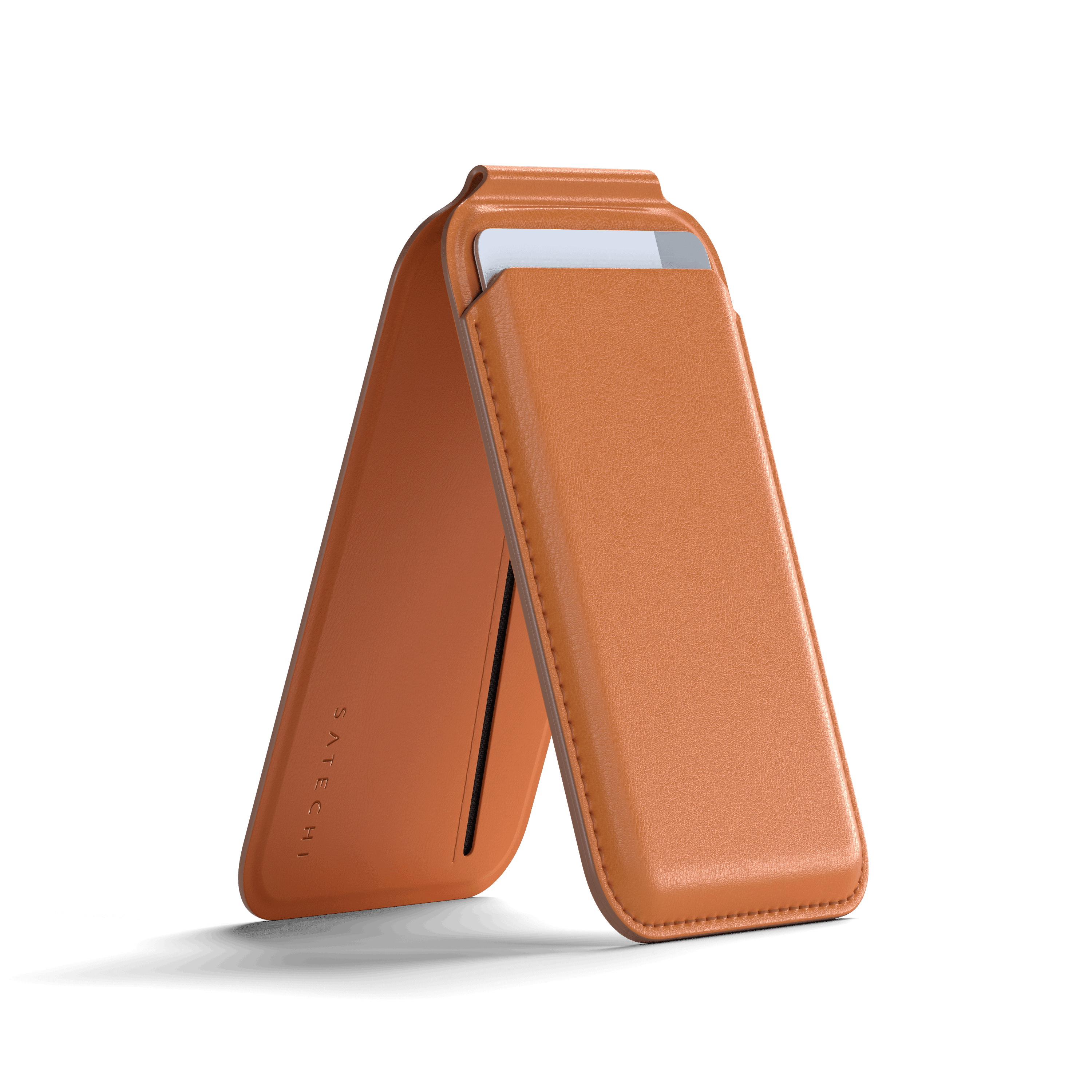 Satechi - Vegan-Leather Magnetic Wallet Stand - Orange
