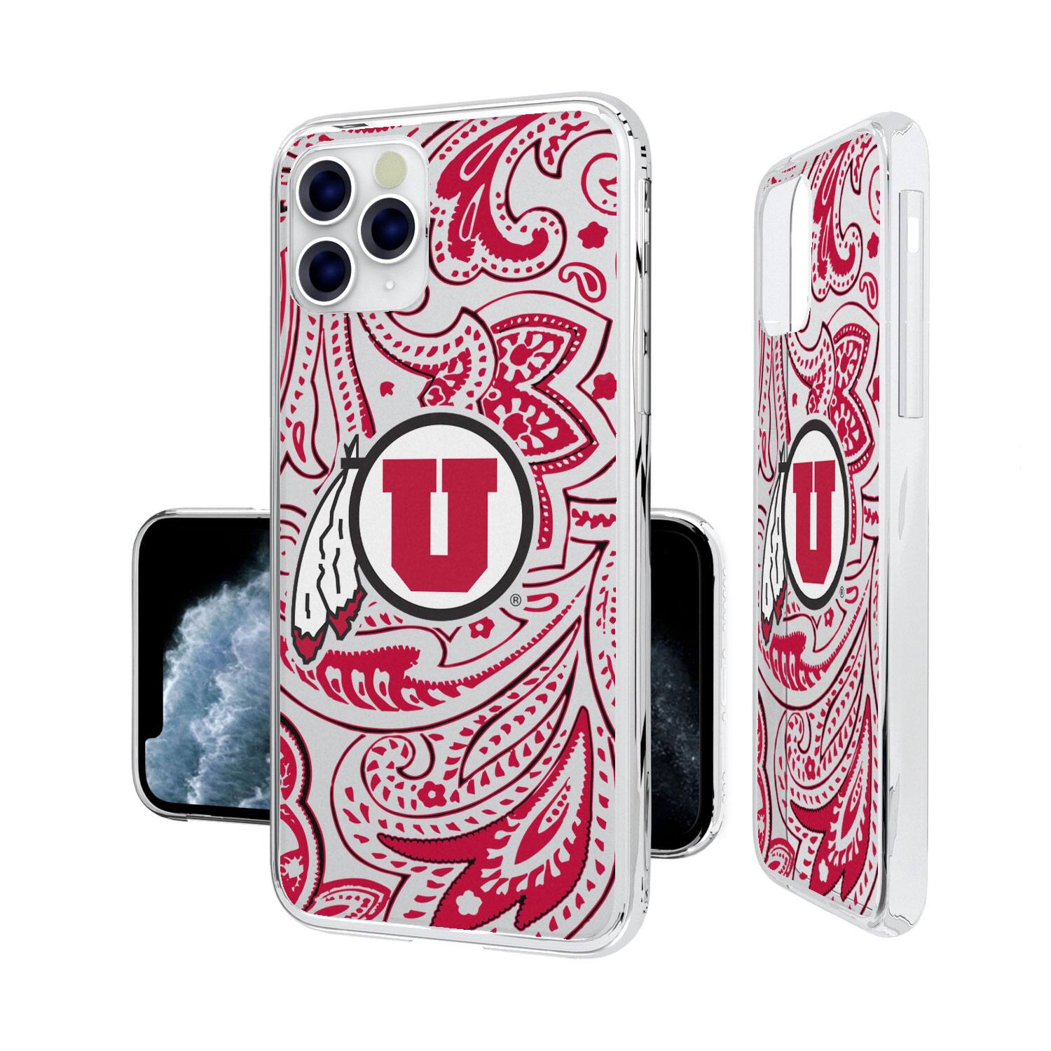 Alt View 3. Keyscaper - Utah Utes iPhone Paisley Design Clear Case - 12 mini - Multicolor.