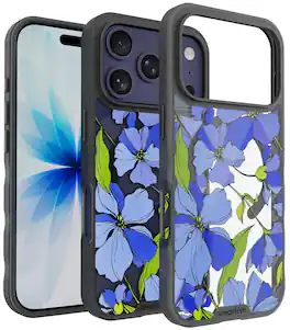 Smartish - iPhone 18 Pro/17 Pro MagSafe Case - Gripmunk Protective Slim Grip Magnetic Cover - Blue Blossoms