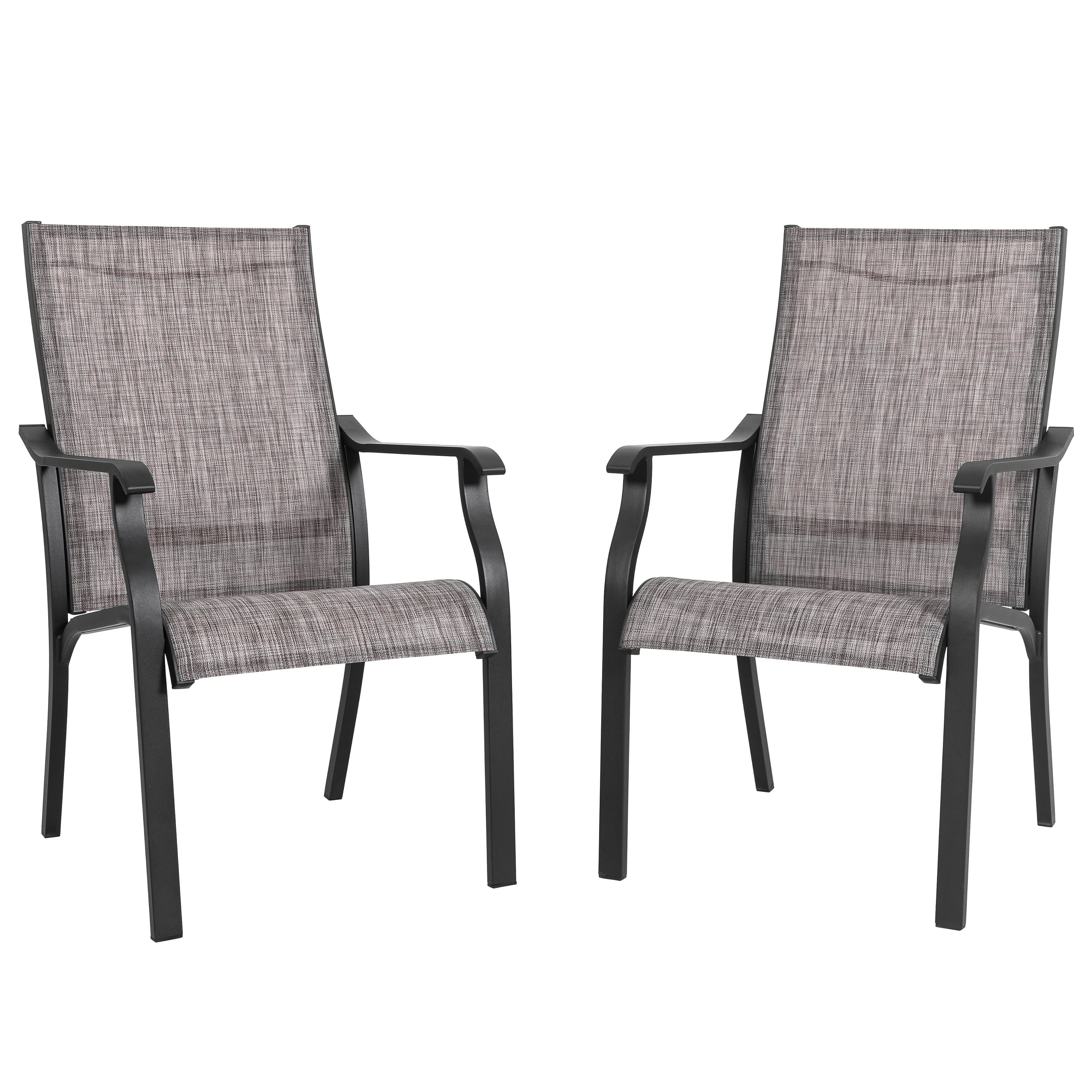 Nuu Garden - Outdoor 2-Piece Textilene Dining Chairs with Aluminum Frame - Grayish Brown