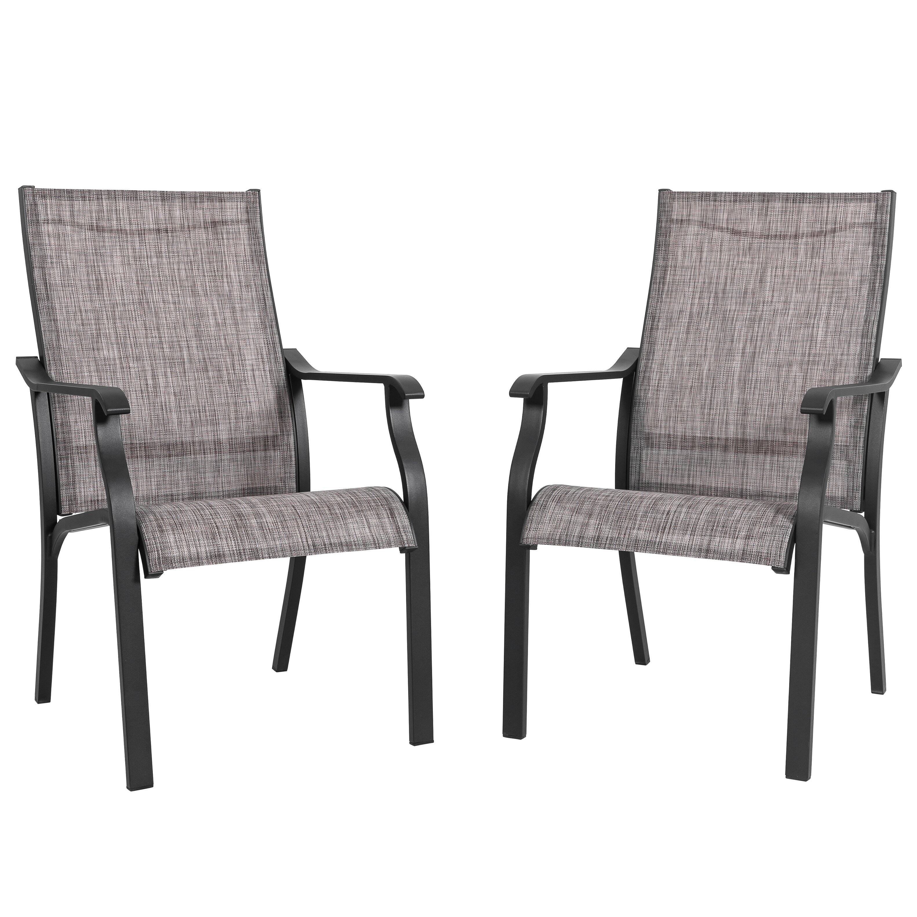 Front. Nuu Garden - Outdoor 2-Piece Textilene Dining Chairs with Aluminum Frame - grayish brown.