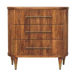 Artisan Furniture - Solid Wood Emerson Ribbed 3-Drawer Chest - Brown