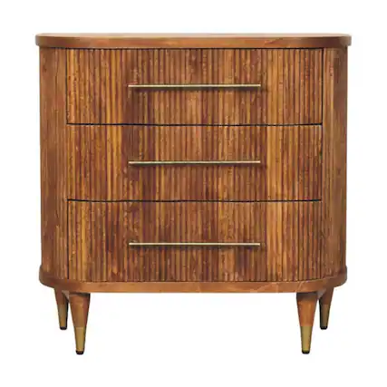 Front. Artisan Furniture - Artisan Furniture Solid Wood Emerson Ribbed 3-Drawer Chest - Brown.
