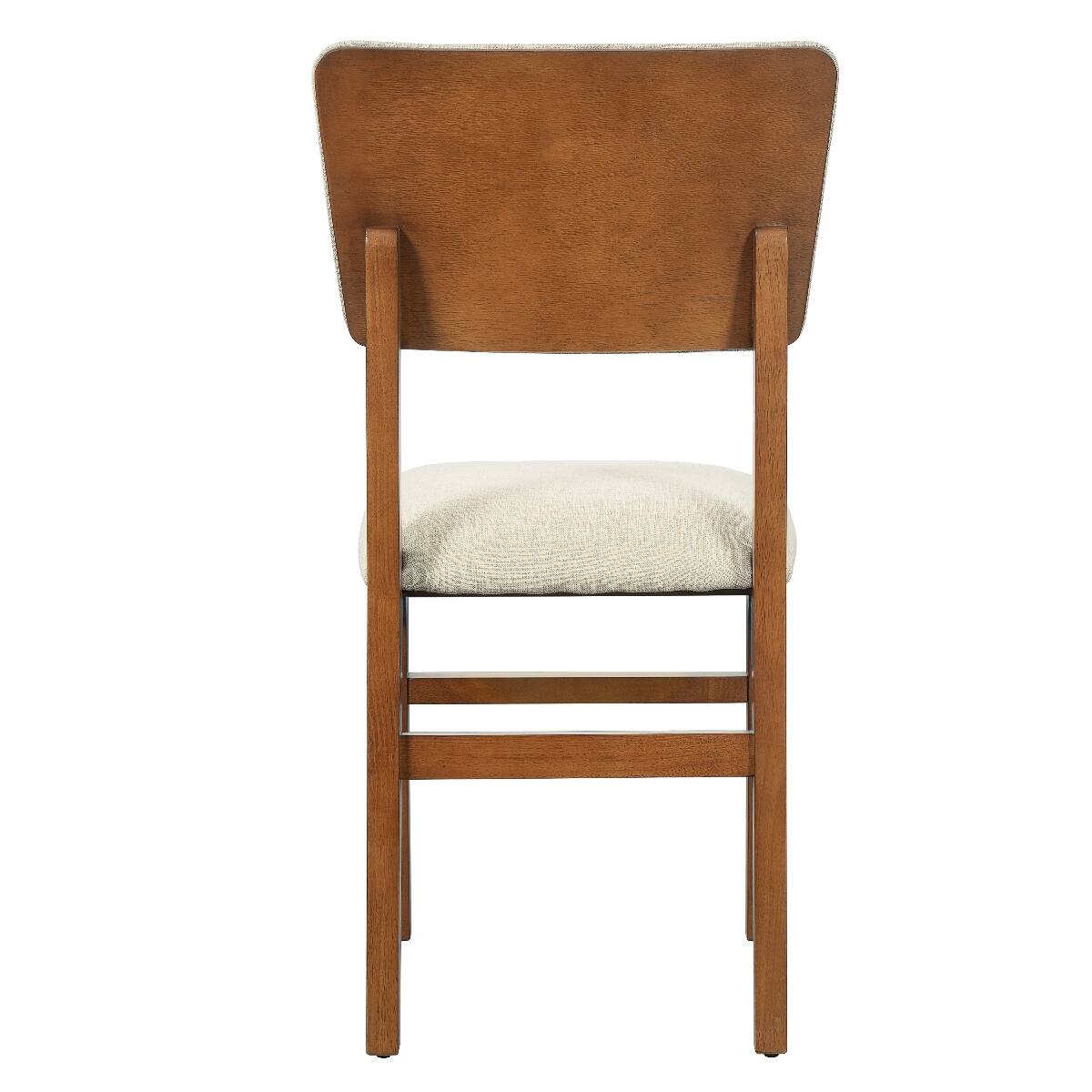 Angle. Loheer - Loheer Farmhouse Dining Table Set for 4 with Upholstered Dining Chairs, Brown and Beige - Brown and Beige.
