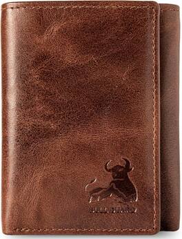 Vulpecula Spade - Best Leather Men's RFID Trifold Wallet With ID Great Outdoor Wallet - Adventure Brown - Forest Brown