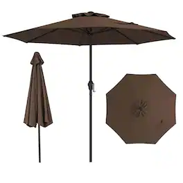 Gymax - Outdoor Patio Umbrella Modern Table Umbrella w/8 Heavy Duty Ribs Sun-proof - Coffee