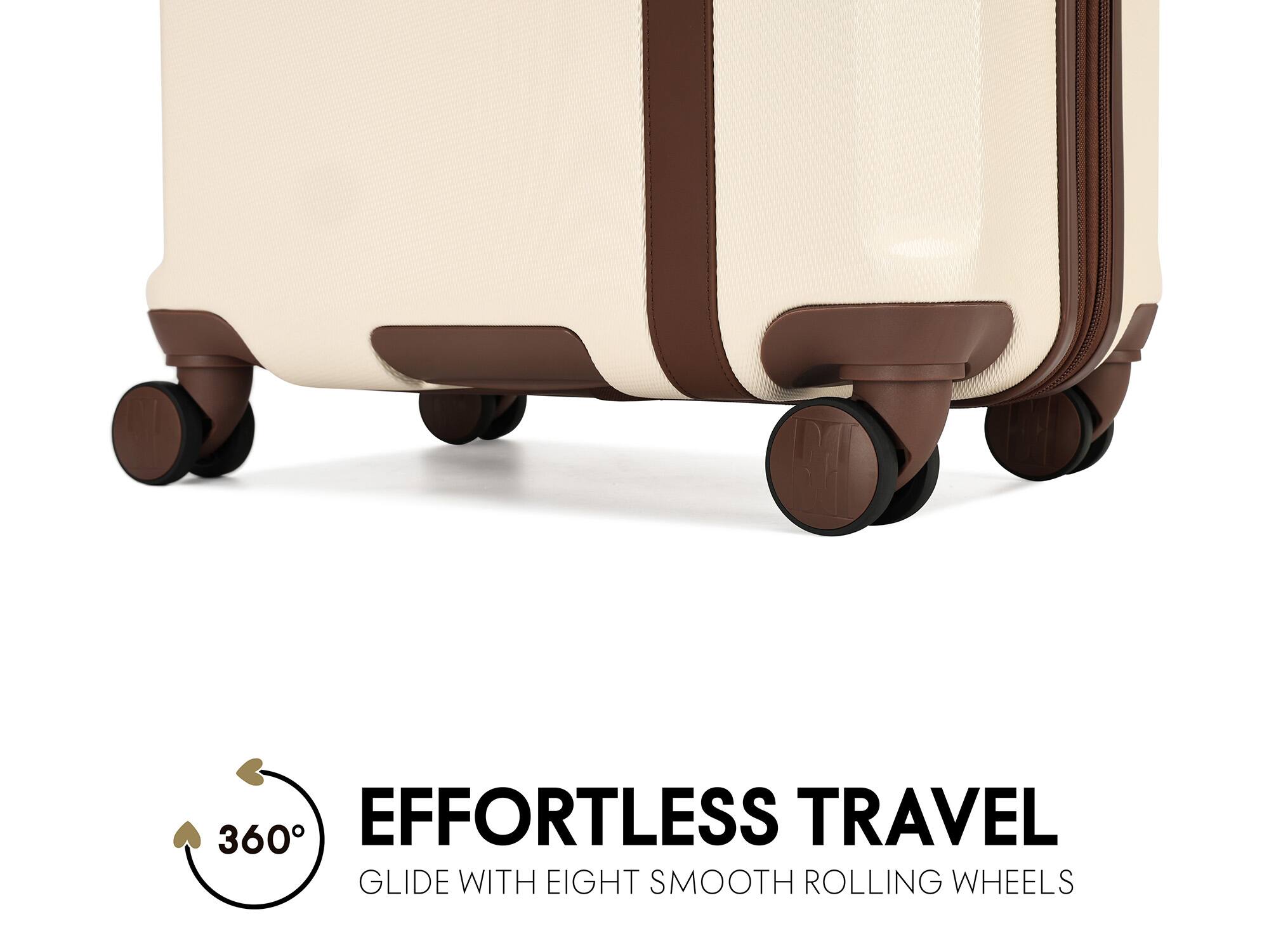 360° EFFORTLESS TRAVEL GLIDE WITH EIGHT SMOOTH ROLLING WHEELS