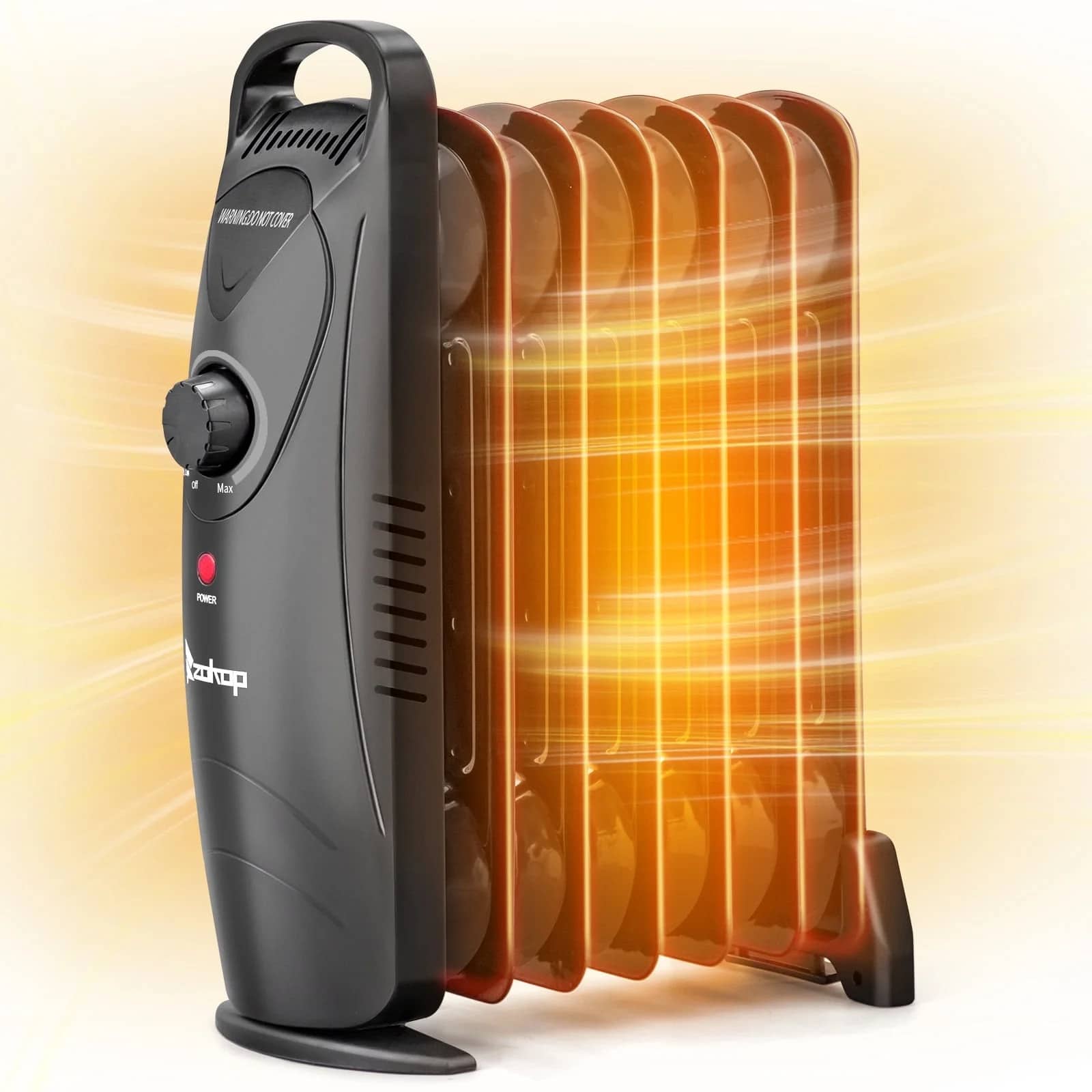 Winado - 600W Oil-Filled Radiant Heater with Adjustable Thermostat, Tip-Over Protection - Black