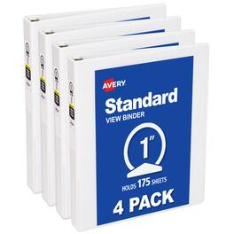 Avery - Avery® Standard View Mini Binders, 1" Round Rings, 4ct (17702) - White