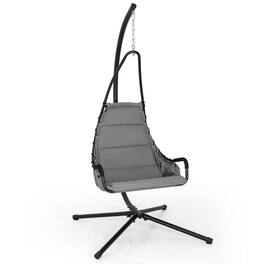 Costway - Swing Chair with Stand Extra-wide and Cushioned Seat Outdoor Indoor Hanging Chair - Gray