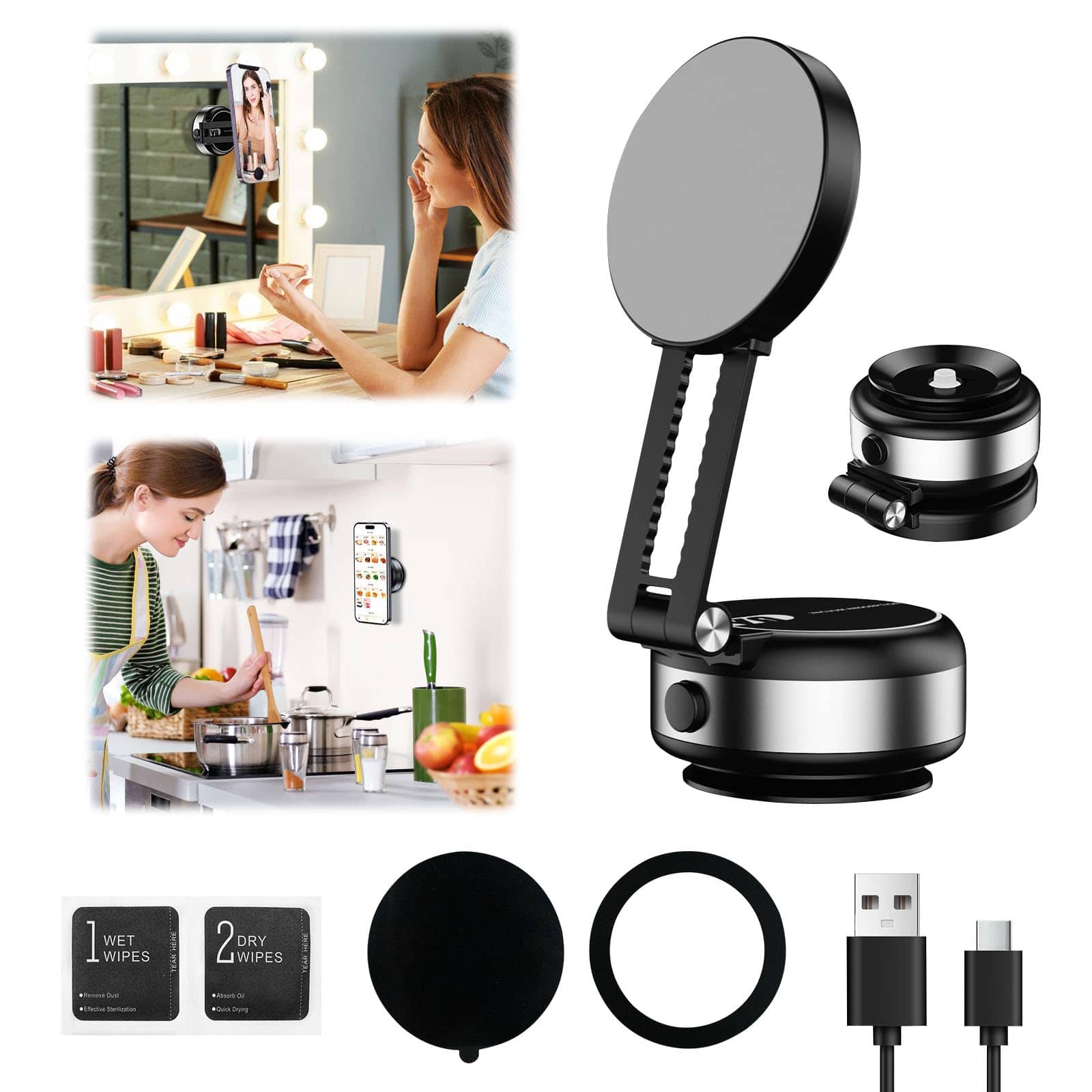 HM 1810 - Magnetic Phone Holder For Car 360 Rotation Dashboard Windshield Mount Super Strong N52 Universal Hands - Default