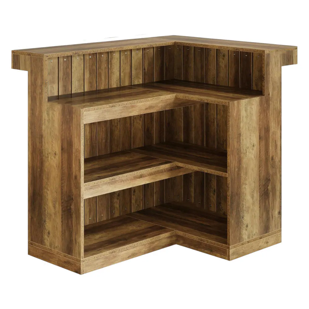 Front. SlickBlue - Sleek Bar Height Table, Durable Construction, Perfect for Cafe, Bistro, or Modern Home Decor - Rustic Brown.