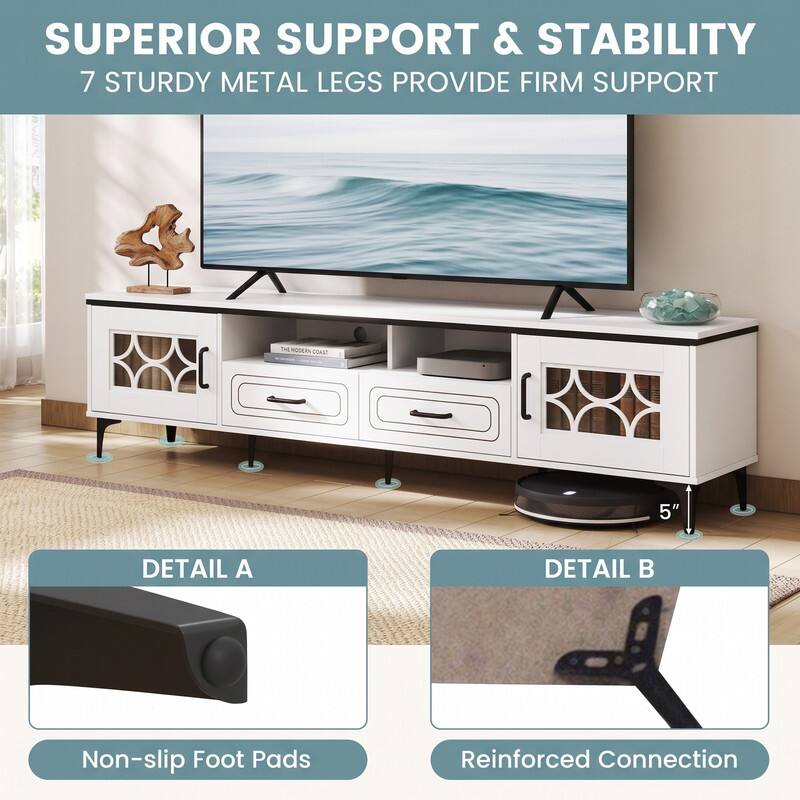 SUPERIOR SUPPORT & STABILITY  
7 STURDY METAL LEGS PROVIDE FIRM SUPPORT

DETAIL A  
Non-slip Foot Pads

DETAIL B  
Reinforced Connection