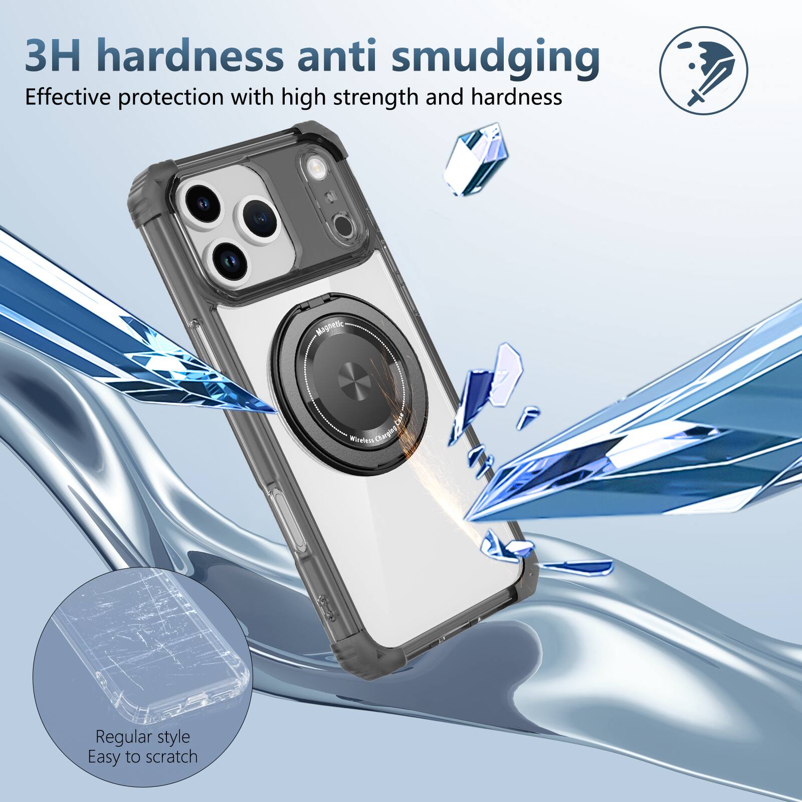 3H hardness anti smudging  
Effective protection with high strength and hardness  

Regular style  
Easy to scratch