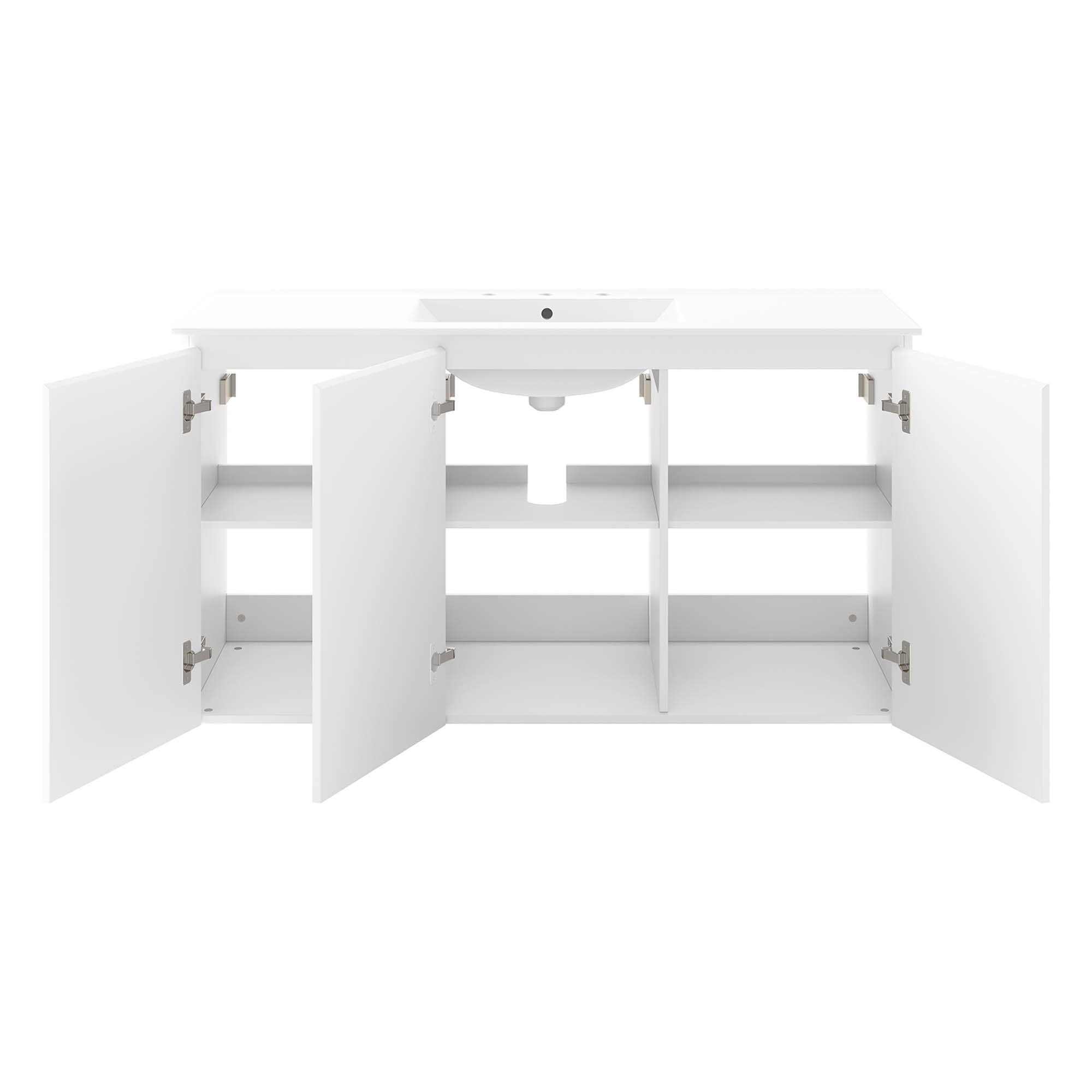 Alt View 2. Modway - Bryn Wall-Mount Bathroom Vanity Basin Included - White White.