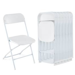 Costway - 20 Pack Metal Folding Chairs with Plastic Seat & Back Heavy-Duty Metal Frame - White