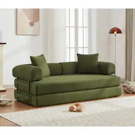 Trinkets Crazed - Folding Convertible Out Sleeper Sofa Bed, 4-in-1 DIY Combination Convertible Sofa, Folding Sleeper Sofa - Antique Green