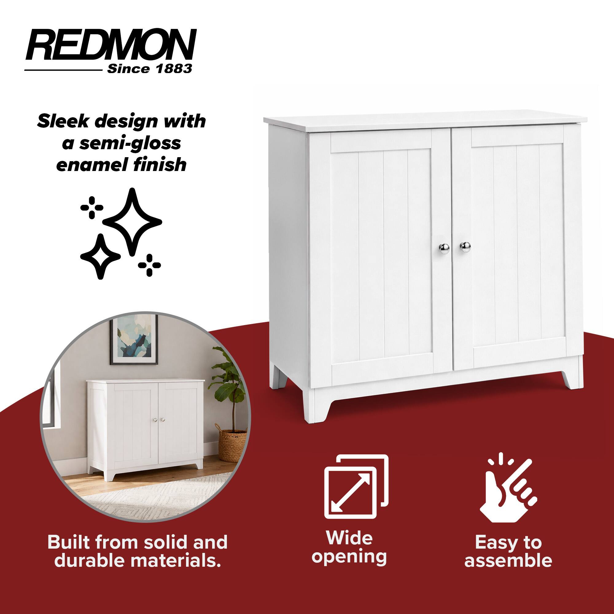 REDMON  
Since 1883  

Sleek design with a semi-gloss enamel finish  
Built from solid and durable materials.  
Wide opening  
Easy to assemble