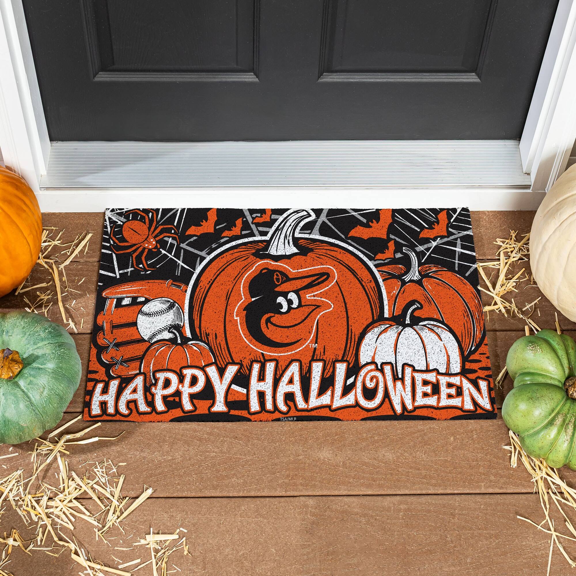 Evergreen Enterprises - Baltimore Orioles 28" x 16" Happy Halloween Turf Door Mat - Multicolor