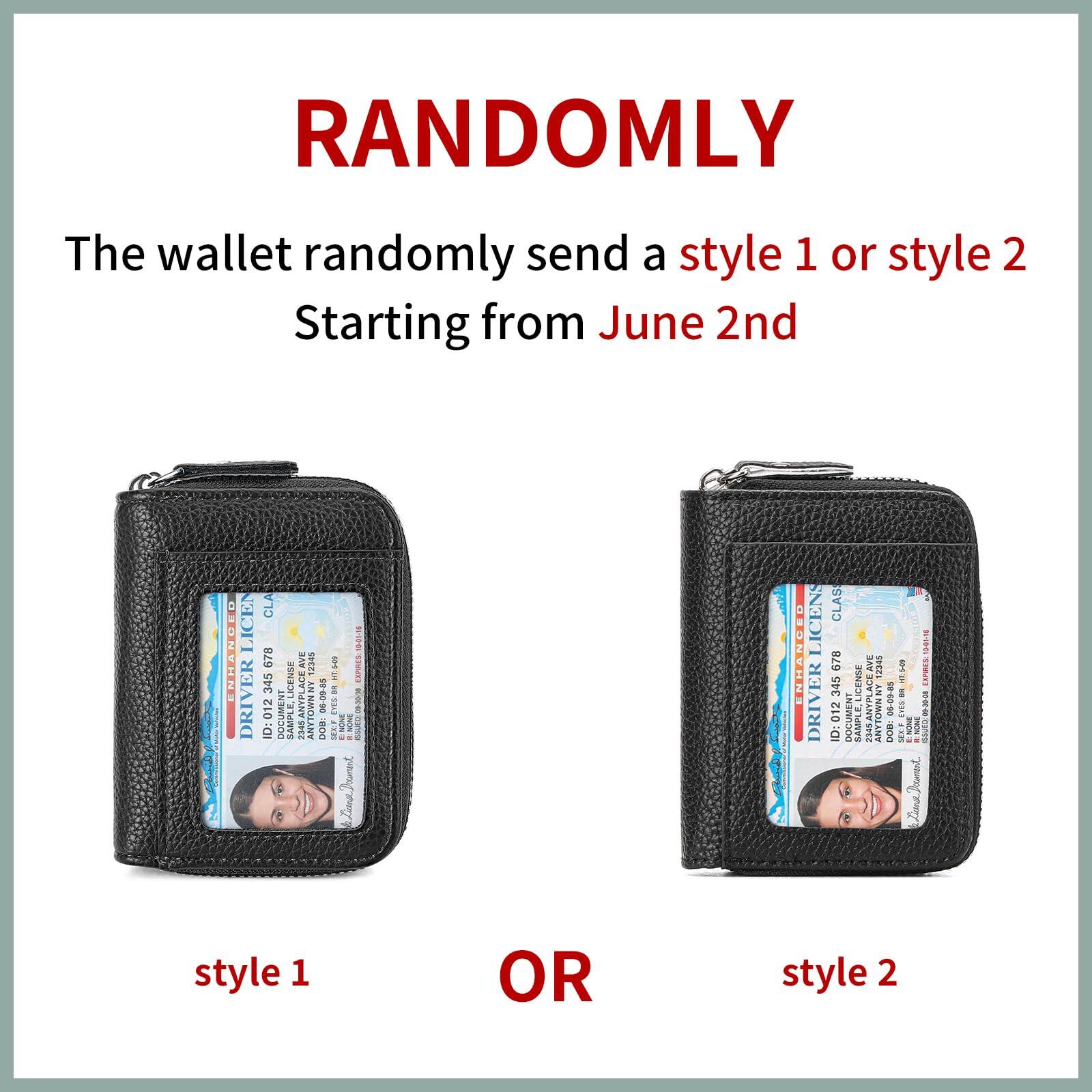 Left. Jadie Link - Credit Card Holder Wallet Rfid Blocking Leather Small Women Double Zipper Window Card Holder credit card wallet made - A-Black.