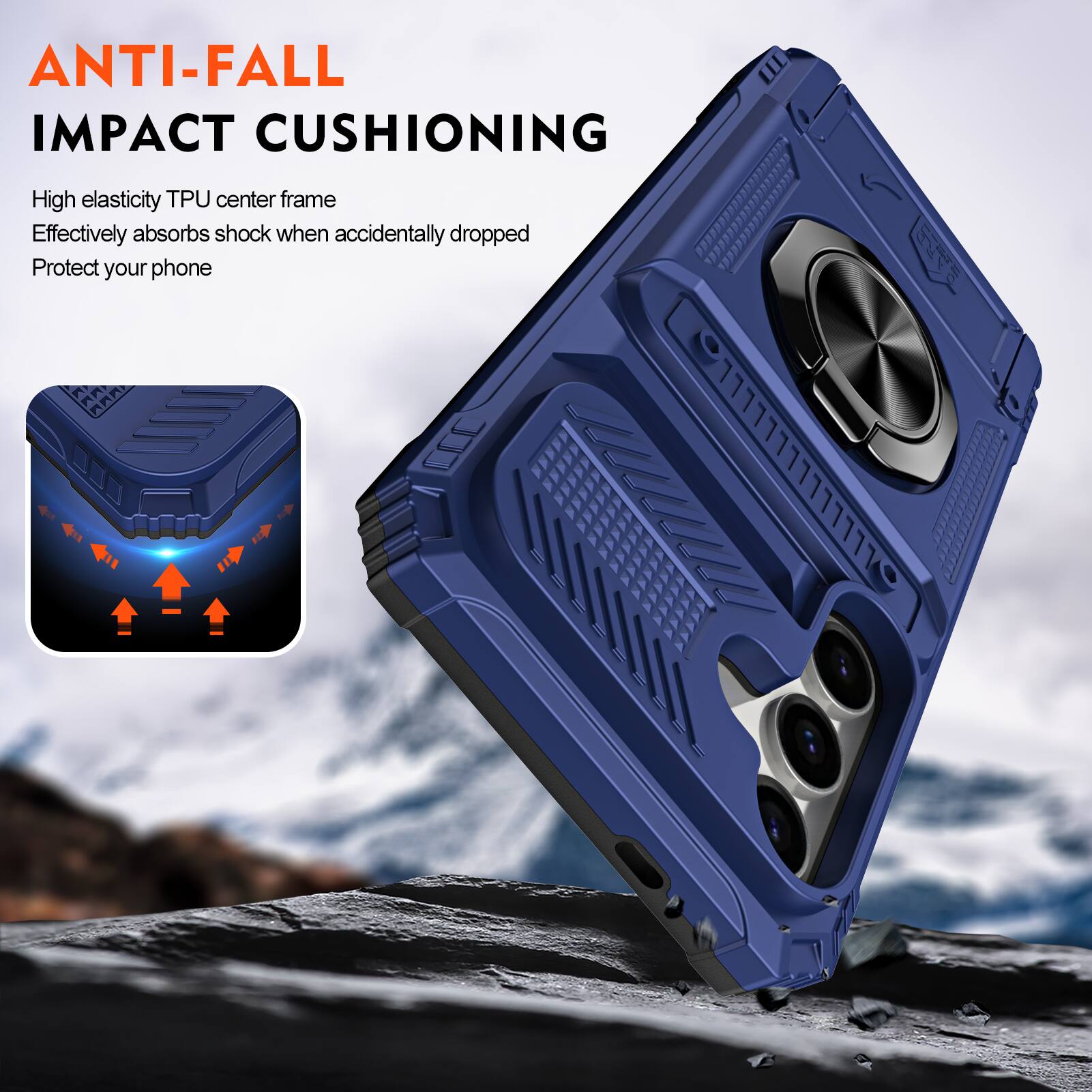 ANTI-FALL IMPACT CUSHIONING

High elasticity TPU center frame
Effectively absorbs shock when accidentally dropped
Protect your phone