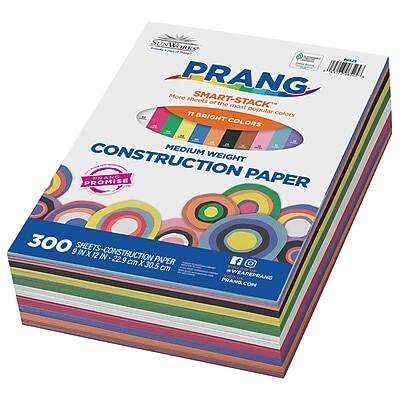 Sure, here is the corrected and grouped text from the image:

---

**PRANG**

**SMART-STACK**

More of the most popular colors

**11 BRIGHT COLORS**

**MEDIUM WEIGHT CONSTRUCTION PAPER**

**PROMISE**

**300 SHEETS - CONSTRUCTION PAPER**

**9 IN x 12 IN (22.9 cm x 30.5 cm)**

**WE ARE PRANG**

**PRANG.COM**

**Facebook and Instagram icons with "PRANG"**

---

This text is organized to reflect the information on the packaging.