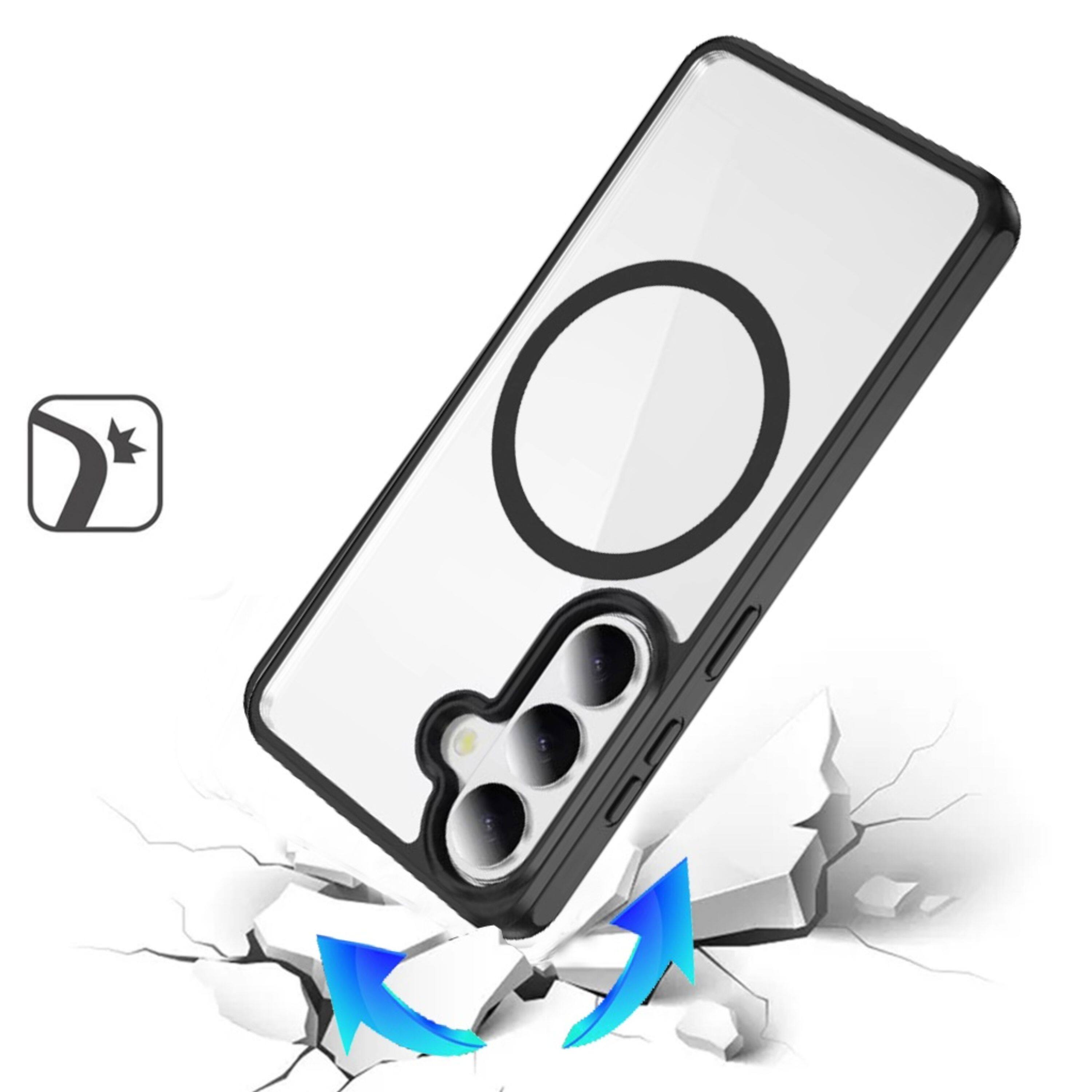 Left. Kitcheniva - Shockproof Premium Magnetic Circle Phone Case With Tempered Glass For Samsung Galaxy S26+ Plus Black - Black.