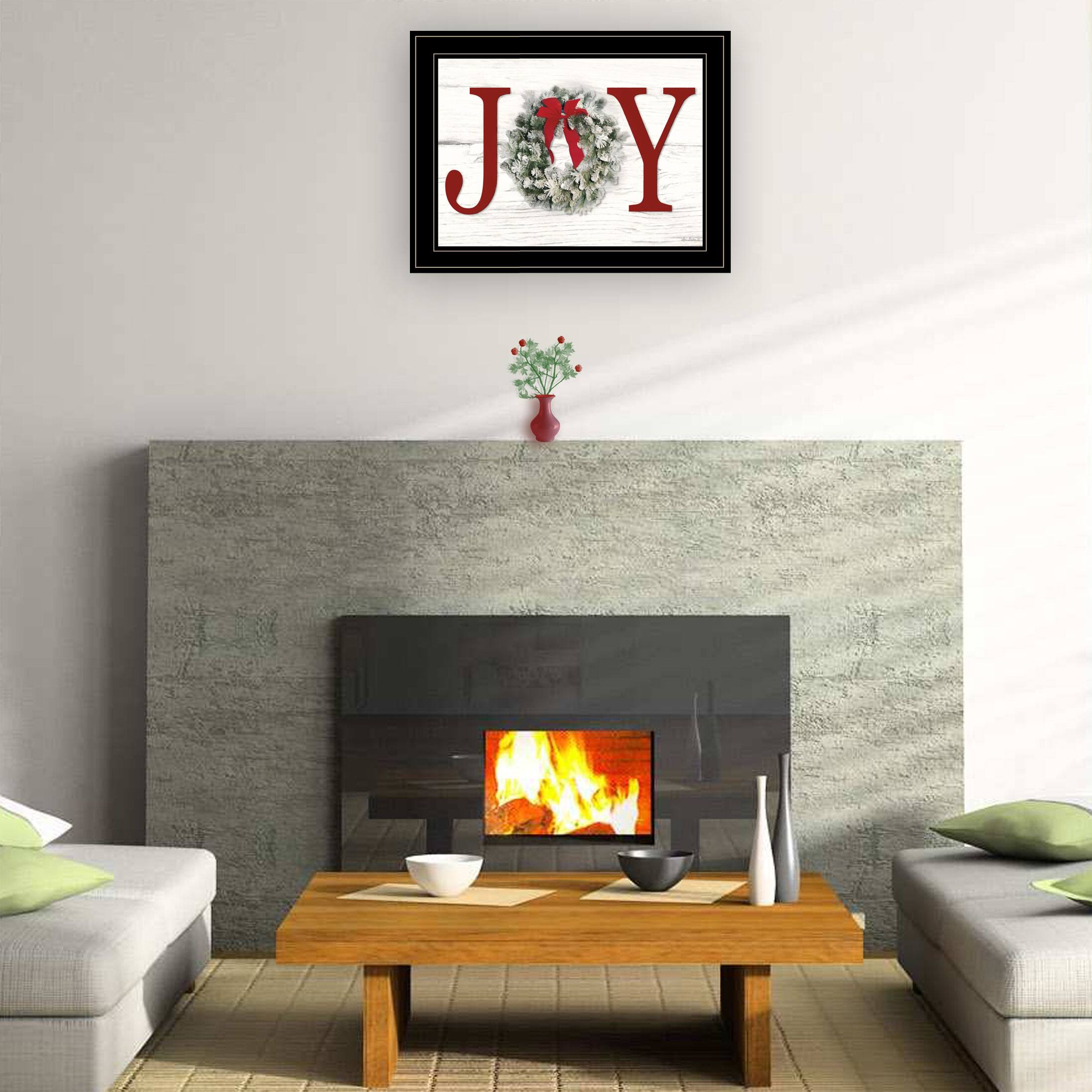 Angle. TinyHomie - Christmas Joy Lori Deiter Ready to Hang Framed Print Black Frame - white.