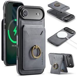 Dteck - for Apple iPhone Air 2025 2-in-1 Magnetic Detachable Wallet Case,PU Leather Shockproof RFID Blocking Card Holder Cover - Gray