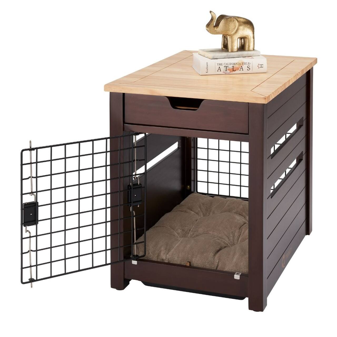 Alt View 14. TRINITY - 18" Espresso Brown Pet Crate End Table w/ Drawer - Espresso Brown.