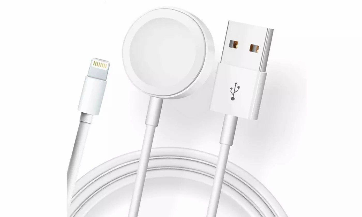 Front. Link - Link Magnetic Charger 2 in 1 USB Cable For Apple Watch iWatch & iPhone - White.
