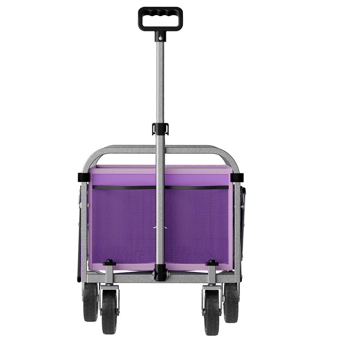 Alt View 3. Loheer - Loheer Heavy Duty Collapsible Wagon with Adjustable Handle and All Terrain Wheels, Purple.