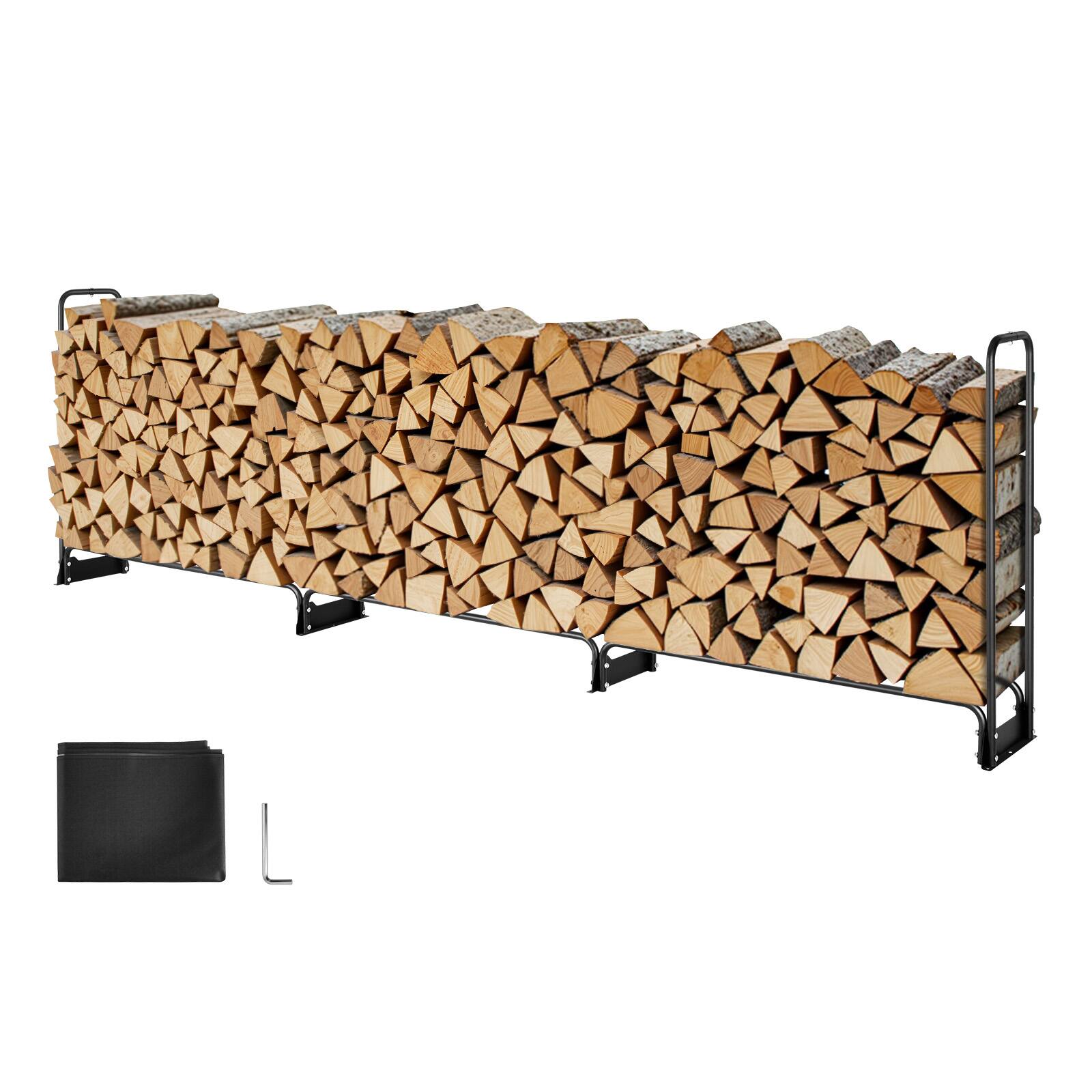 Alt View 5. VEVOR - Firewood Rack with Waterproof Cover, 150 x 14 x 46 in Outdoor Firewood Holder, 660lb Weight Capacity - Black.