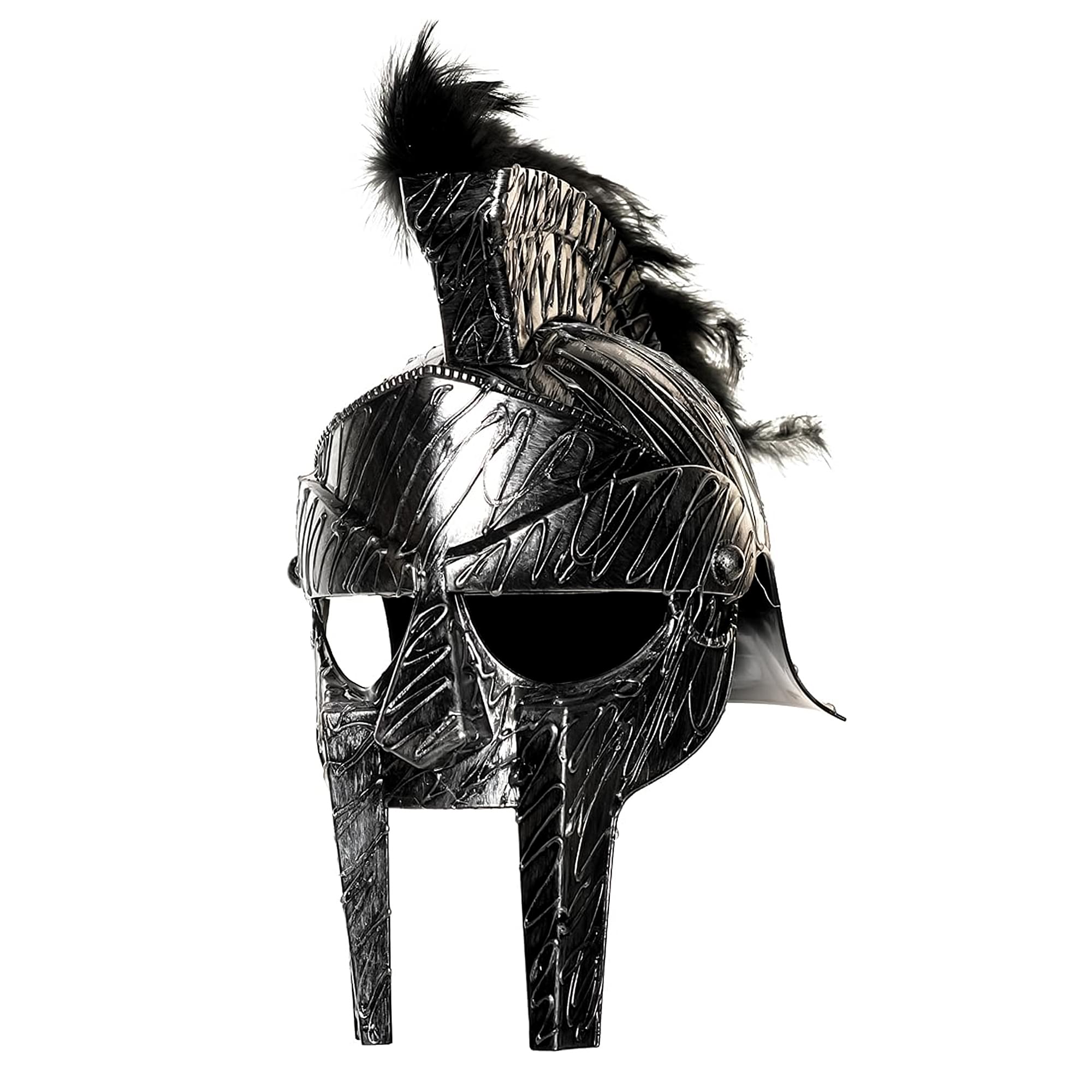 Front. Underwraps - Evil Roman Gladiator Helmet Adult Costume Accessory - Black.