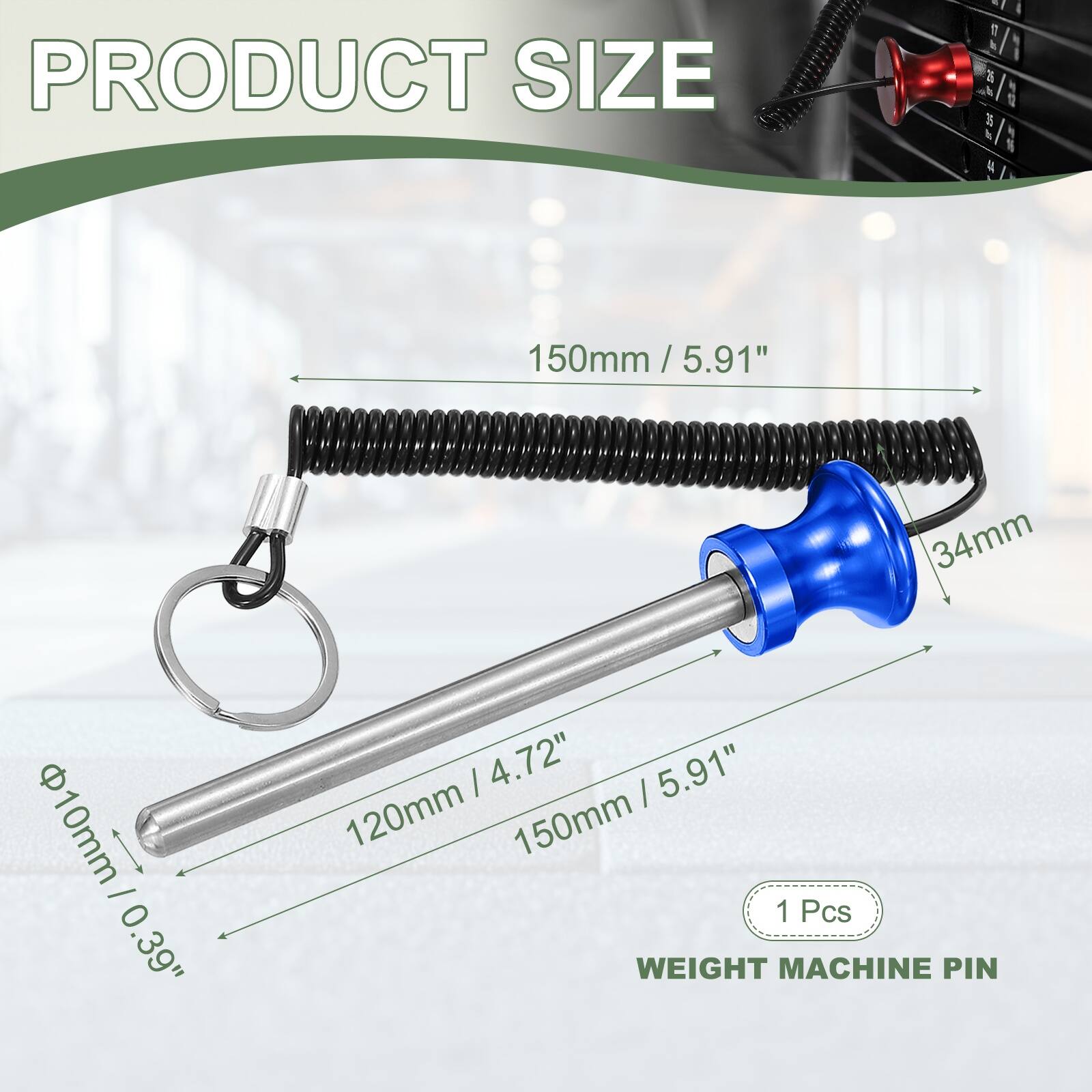 PRODUCT SIZE

150mm / 5.91"  
34mm  
10mm / 0.39"  
120mm / 4.72"  
150mm / 5.91"  

1 Pcs  

WEIGHT MACHINE PIN