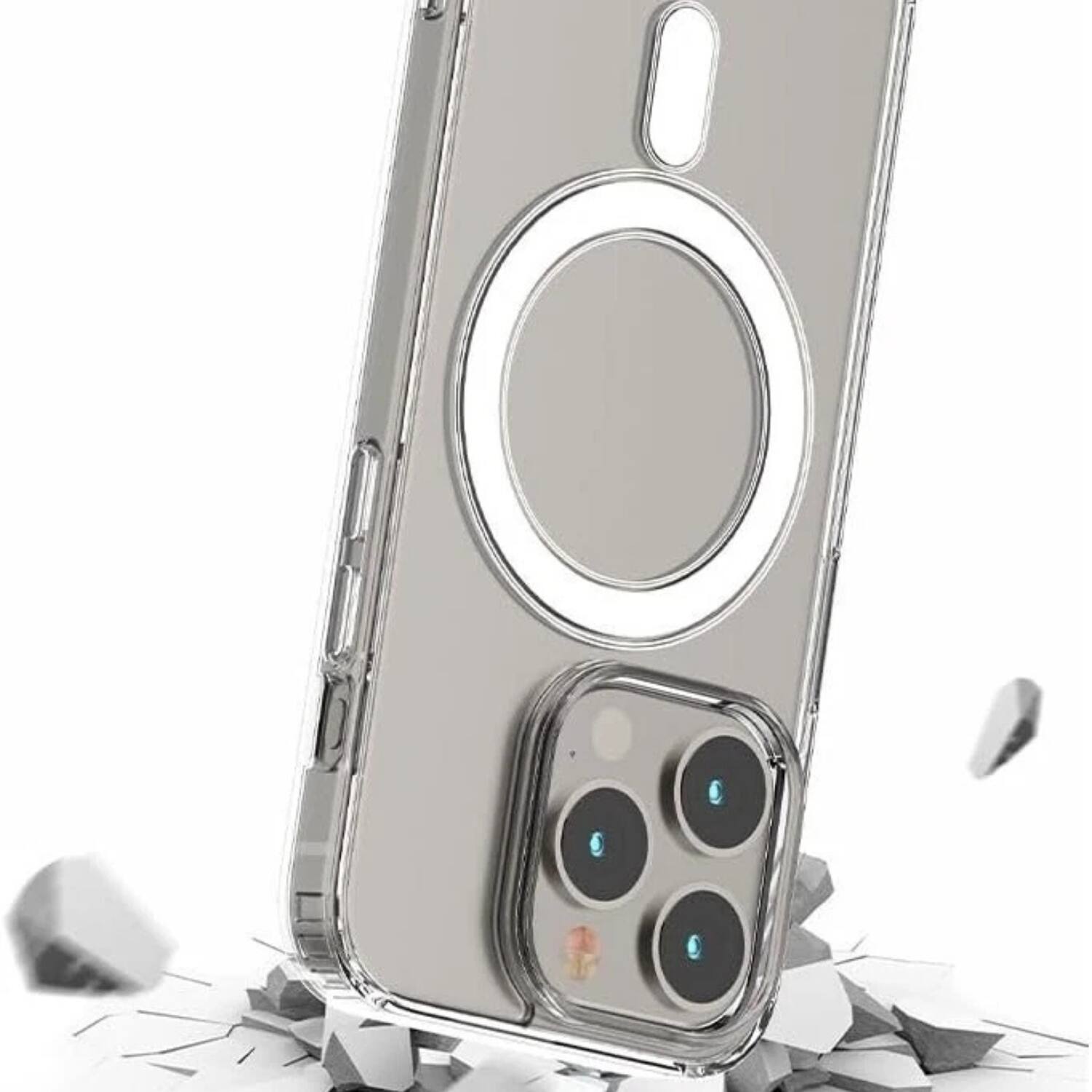 Angle. Home Collection - Clear Case with Screen and Lens Protector for iPhone 16 Pro Max - Clear.