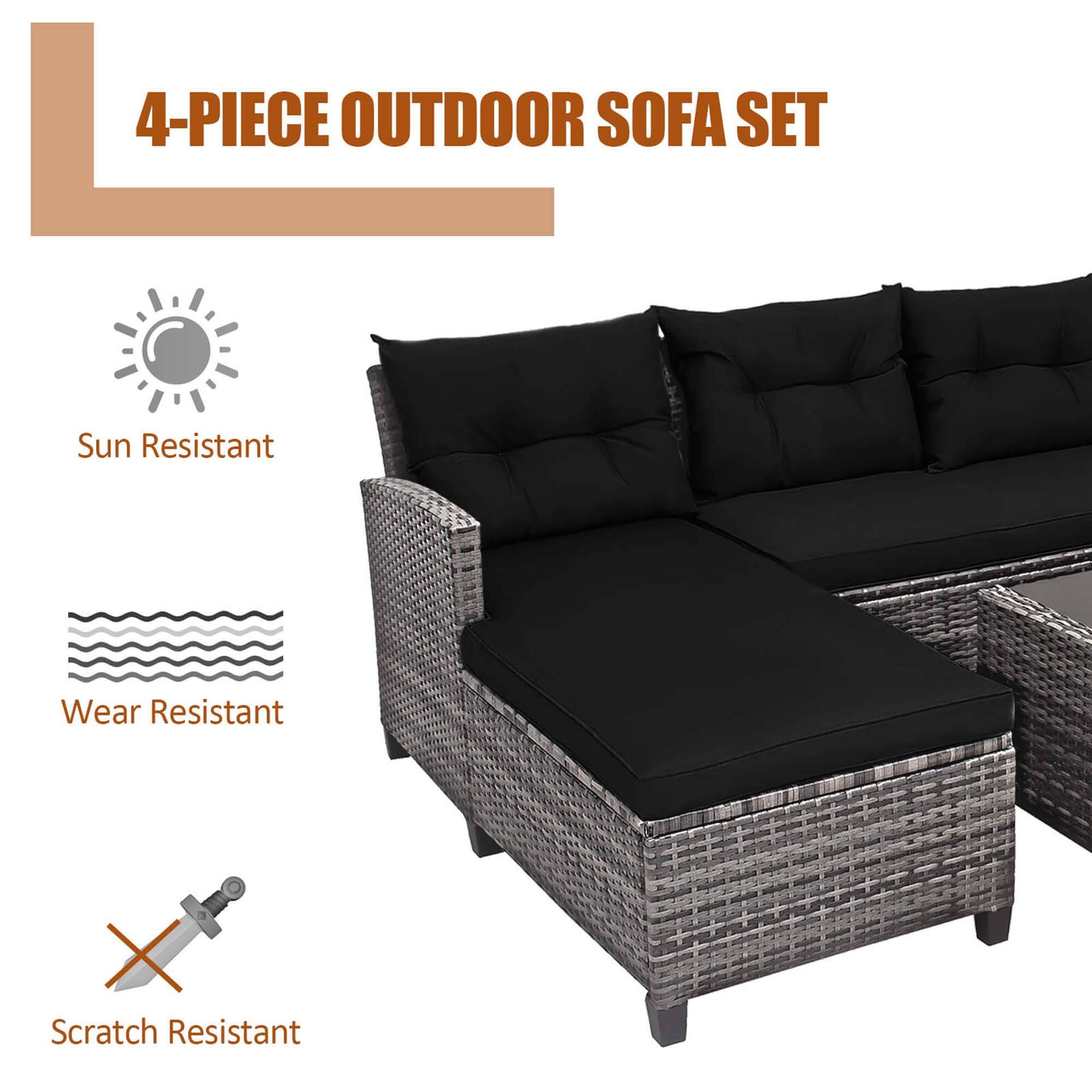 4-PIECE OUTDOOR SOFA SET Sun Resistant Wear Resistant Scratch Resistant